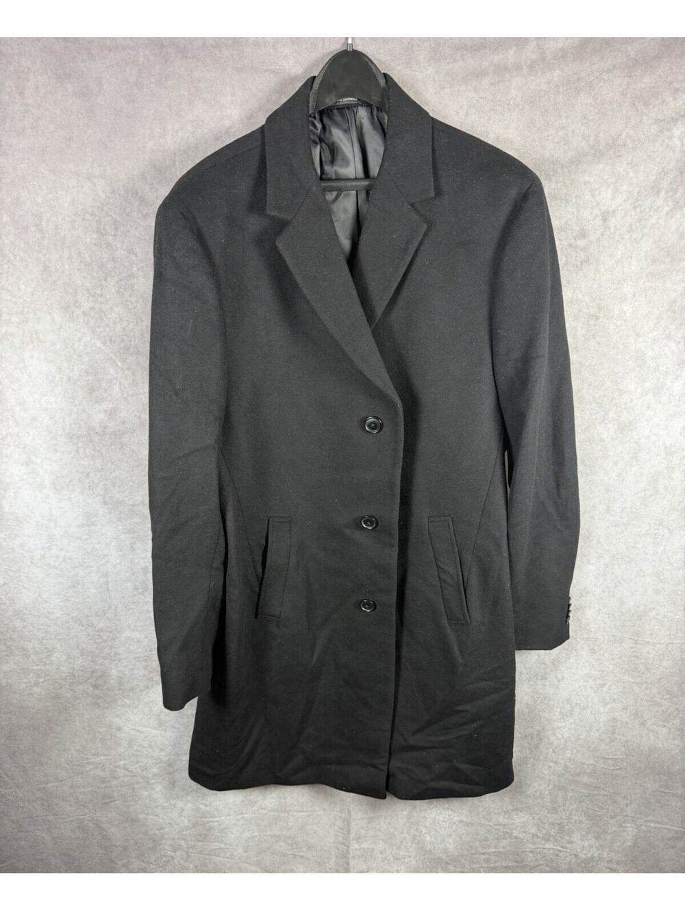 Reaction Kenneth Cole Raburn Overcoat Men's 42L Black Wool